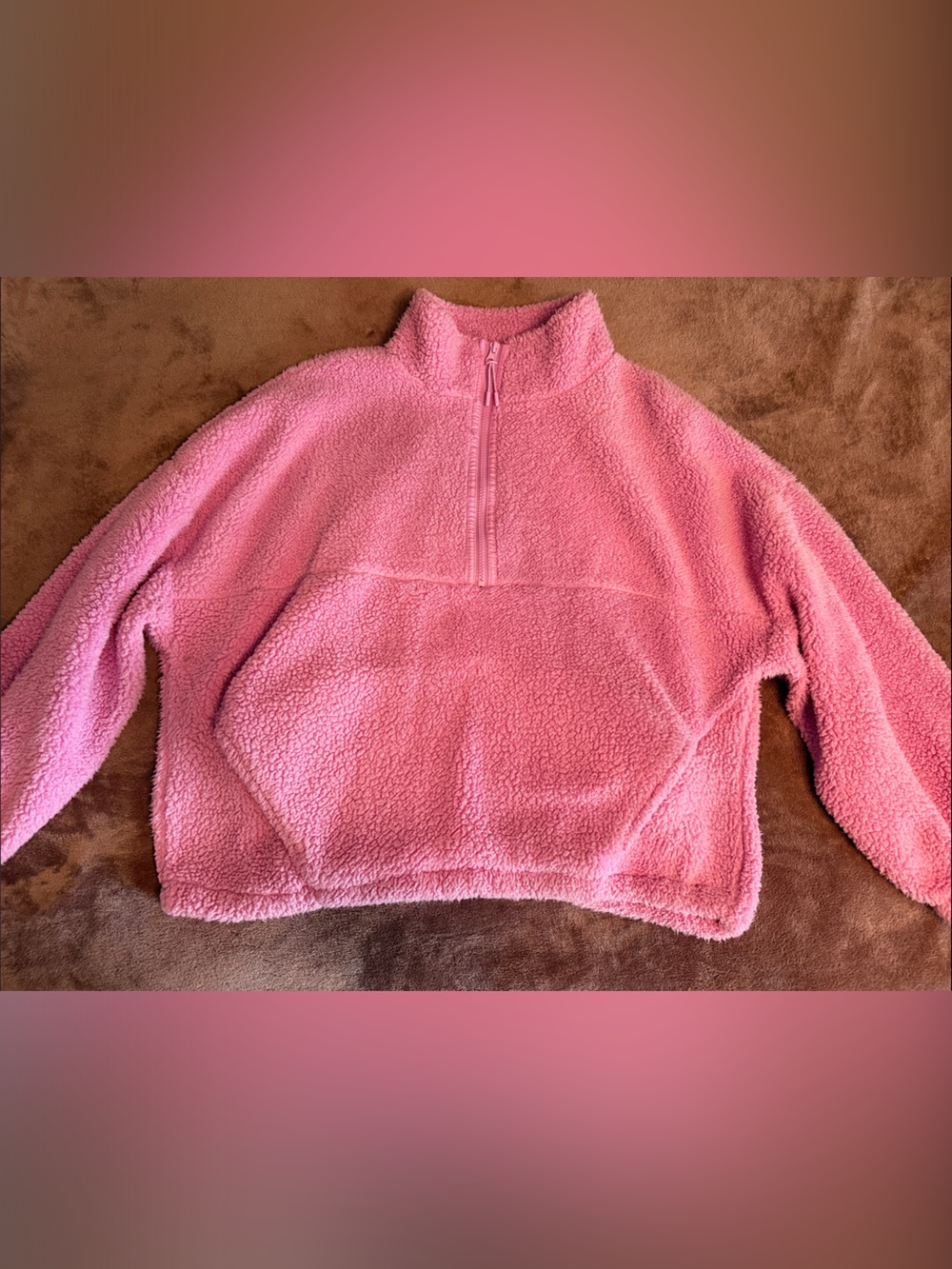 No Boundaries Pink Sherpa 1/4 Zip Fleece Pullover - Kids XL (Fits Women’s S)